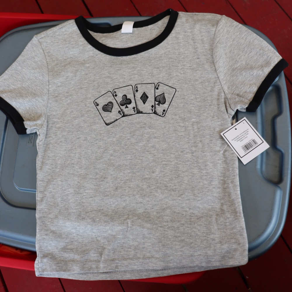 Gray T-Shirt with Black Trim Size Lrg